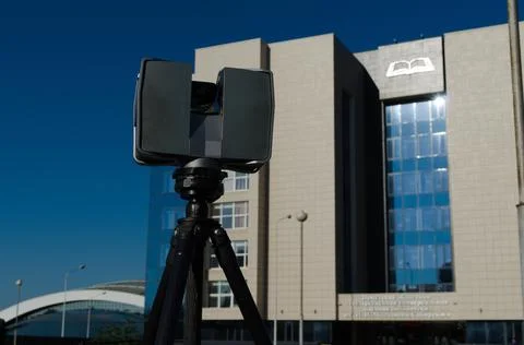 Laser scanner doing its high quality great job 库存照片