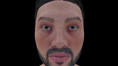 The laser scanner glitched while biometrically detecting the face of a young man Stock Footage 242306093