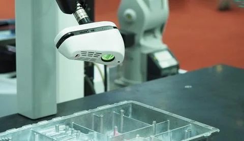 Laser scanner for surface and feature measurement. Stock Photos