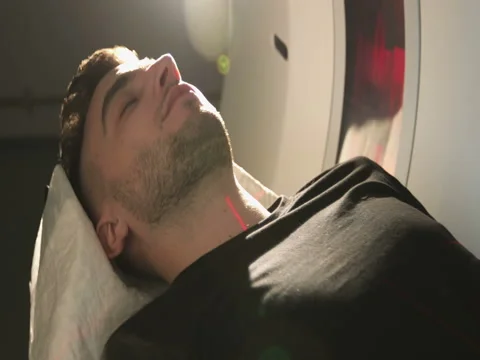 The laser shines on the face of the patient.  Stock Footage 73725575