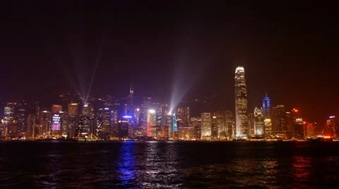 Laser-show in Hongkong Video stock 34337769