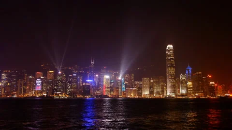 Laser-show in Hongkong Video stock 34337902