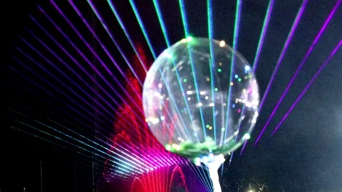 Laser show in the night sky Video stock 94692452