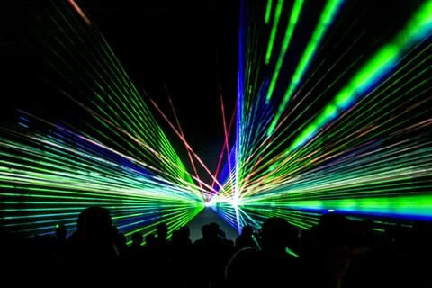 Laser show rays stream Stock Photos