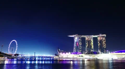 Laser show in Singapore. time lapse Stock Footage