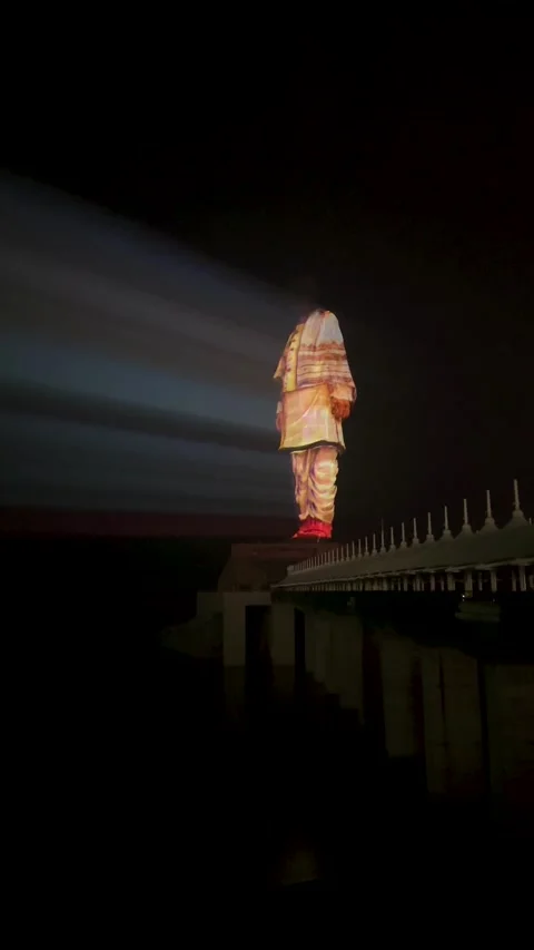Laser Show at Statue of Unity. Stock Footage 261023915