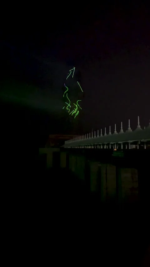 Laser Show at Statue of Unity. It is the world's tallest statue. Stock Footage 261023769