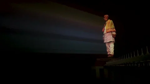 Laser Show at Statue of Unity. It is the world's tallest statue. Stock Footage 261023880