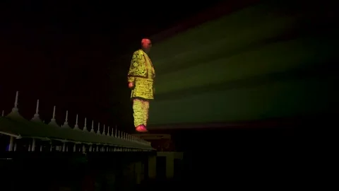 Laser Show at Statue of Unity. It is the world's tallest statue. Stock Footage 261023918