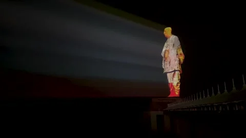 Laser Show at Statue of Unity. It is the world's tallest statue. Stock Footage 261023925