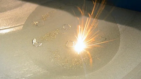 Laser sintering machine for metal. 3D printer printing metal. Stock Footage