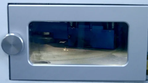 Laser sintering machine for metal. 3D printer printing metal. Stock Footage 90166509