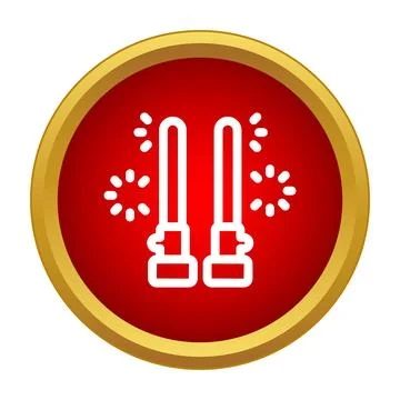 Laser swords icon creating light sparks in red circle Stock Illustration