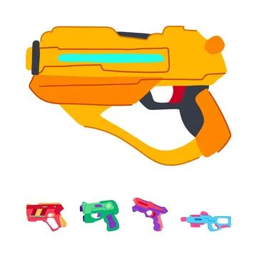 Laser tag blasters vector illustration set Stock Illustration