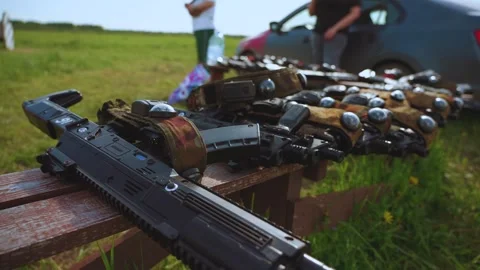 Laser tag weapons Stock Footage 313466833