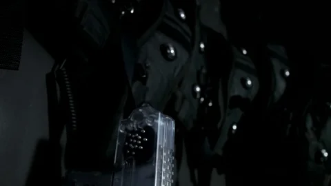 Laser tag weapons on the wall Stock Footage 77355613