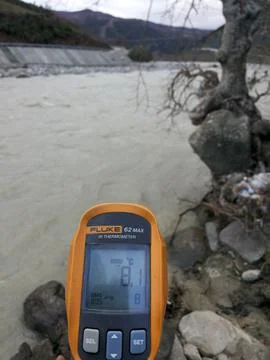 A laser thermometer Stock Photos