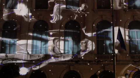 Laser Video Mapping Show On Facade Of a building 库存影片 68474390