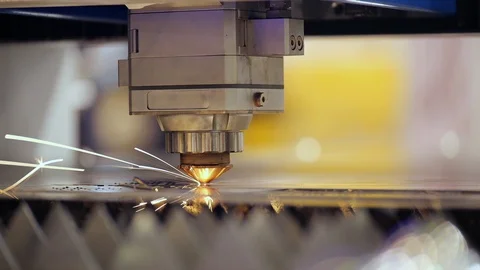 Laser Weld Robotics Cut Automated Process Closeup Stock Footage