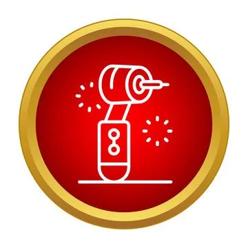 Laser welding machine creating sparks icon concept Stock Illustration