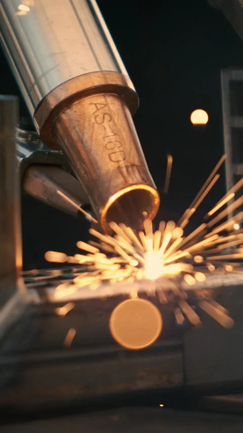 Laser welding machine. Shot on super slow motion camera 1000 fps. Laser wel.. Stock Footage 346394042