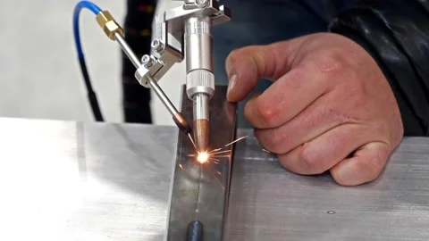 Laser welding of thin metal and stainless steel parts Stock Footage 232580116