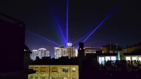 Lasers from the building for the new year Stock Footage 270149154