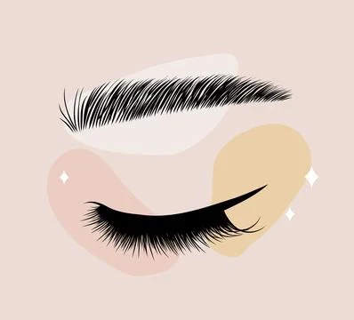 Lash maker logo. Hand drawn female eyes. Lamination and extension eyelashes Stock Illustration