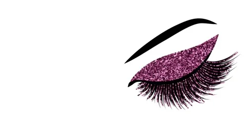 Lashes with burgundy glitter animation Stock Footage 148941304