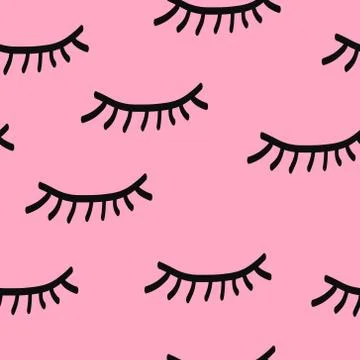 Lashes handdrawn seamless pattern Stock Illustration
