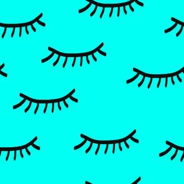 Lashes handdrawn seamless pattern Stock Illustration