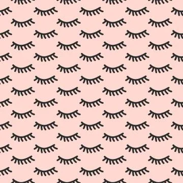 Lashes handdrawn seamless pattern in minimalistic style Stock Illustration