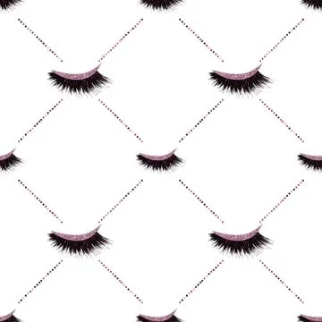 Lashes vector pattern with gold glitter effect Illustrazione stock