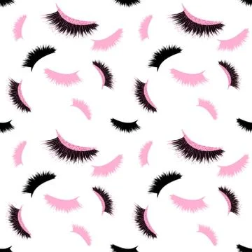 Lashes vector pattern with pink glitter effect Stock Illustration