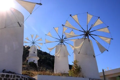 Lasithi - greece windmill Stock Photos