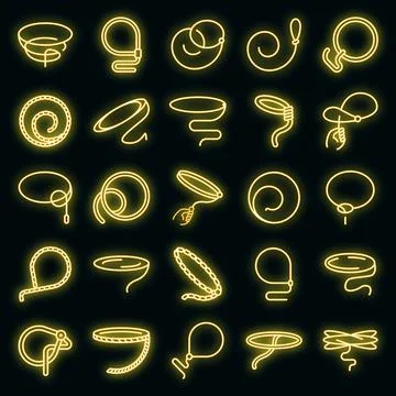 Lasso icons set vector neon Stock Illustration