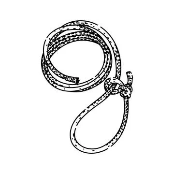 Lasso loop knot forming on coiled rope Illustrazione stock