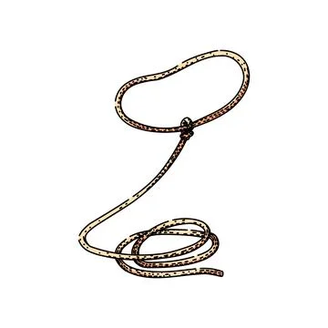 Lasso rope creating loop with coiled length Illustrazione stock