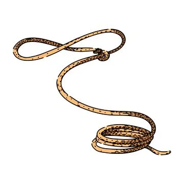 Lasso rope drawing coiling with a slip knot Illustrazione stock