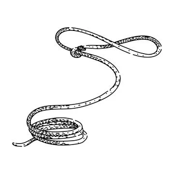 Lasso rope forming loop and coiled length Illustrazione stock
