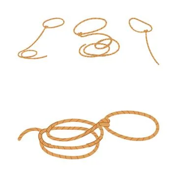 Lasso ropes collection in different dynamic actions Stock Illustration