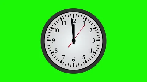 Last 1 minute of a 12 o clock analog clock animation on a green screen Stock Footage 310225344