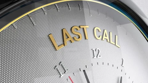 Last call text. Clock. Stock-Footage 318310623