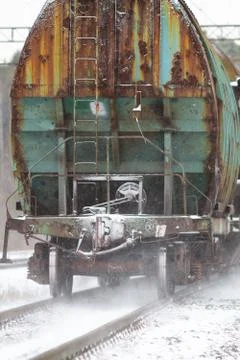The last car of the freight train Stock Photos