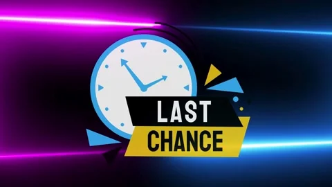 LAST CHANCE Bold Zoom Text on Futuristic Neon LED Background Video stock 304412208