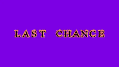 Last Chance fire text effect violet background Stock Footage 136314384