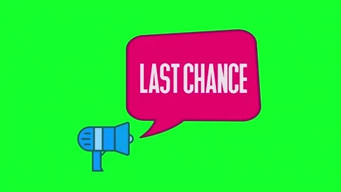 Last Chance. Text Animation. Megaphone with speech bubble High quality 4k intro Vídeos de archivo 153846520