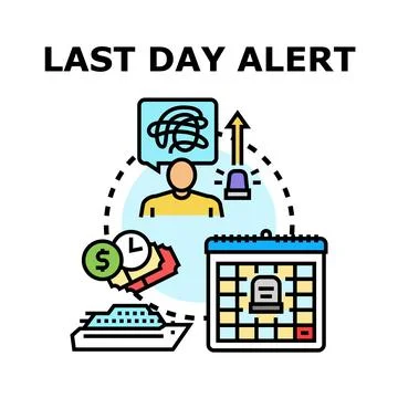 Last day alert warning of time sensitive travel offer Illustrazione stock