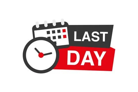 Last day icon in flat style. Promo label with alarm clock vector illustration イラスト素材