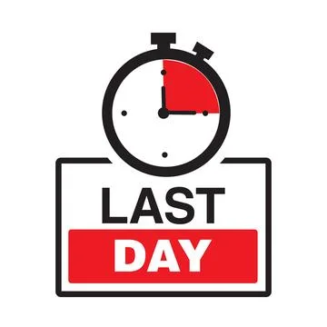 Last day offer banner with a clock on a white background with copy space Stock Illustration